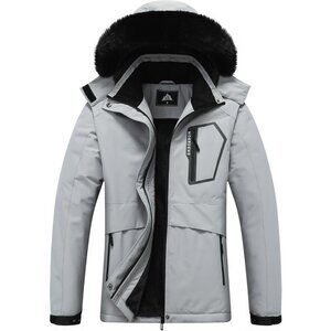 Women's Light Gray Snowboarding Waterproof Snow Ski Jacket Coat Style Winter